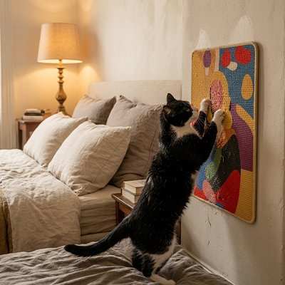 Tapis griffoir chat se fixe au mur