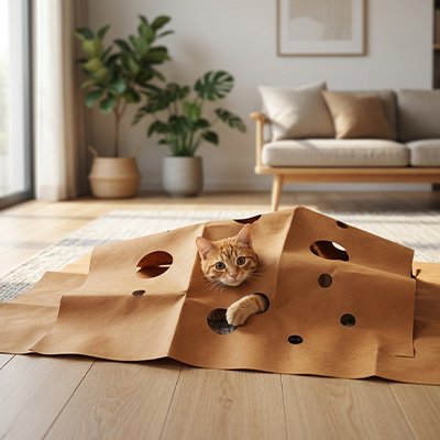 Tapis pour chat fonction tunnel