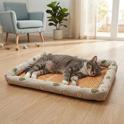 Tapis rafraichissant Chat au milieu salon chat dort dessus