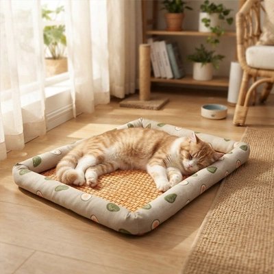 Tapis rafraichissant Chat et chat qui dort au soleil 