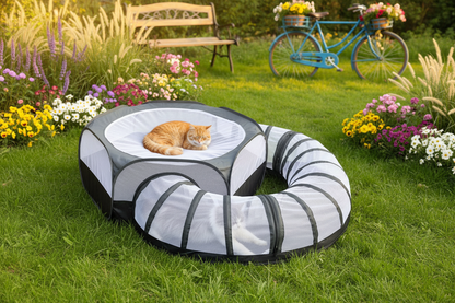 Tente pour Chat avec Tunnel | Douillet Imperméable - Chatjoue