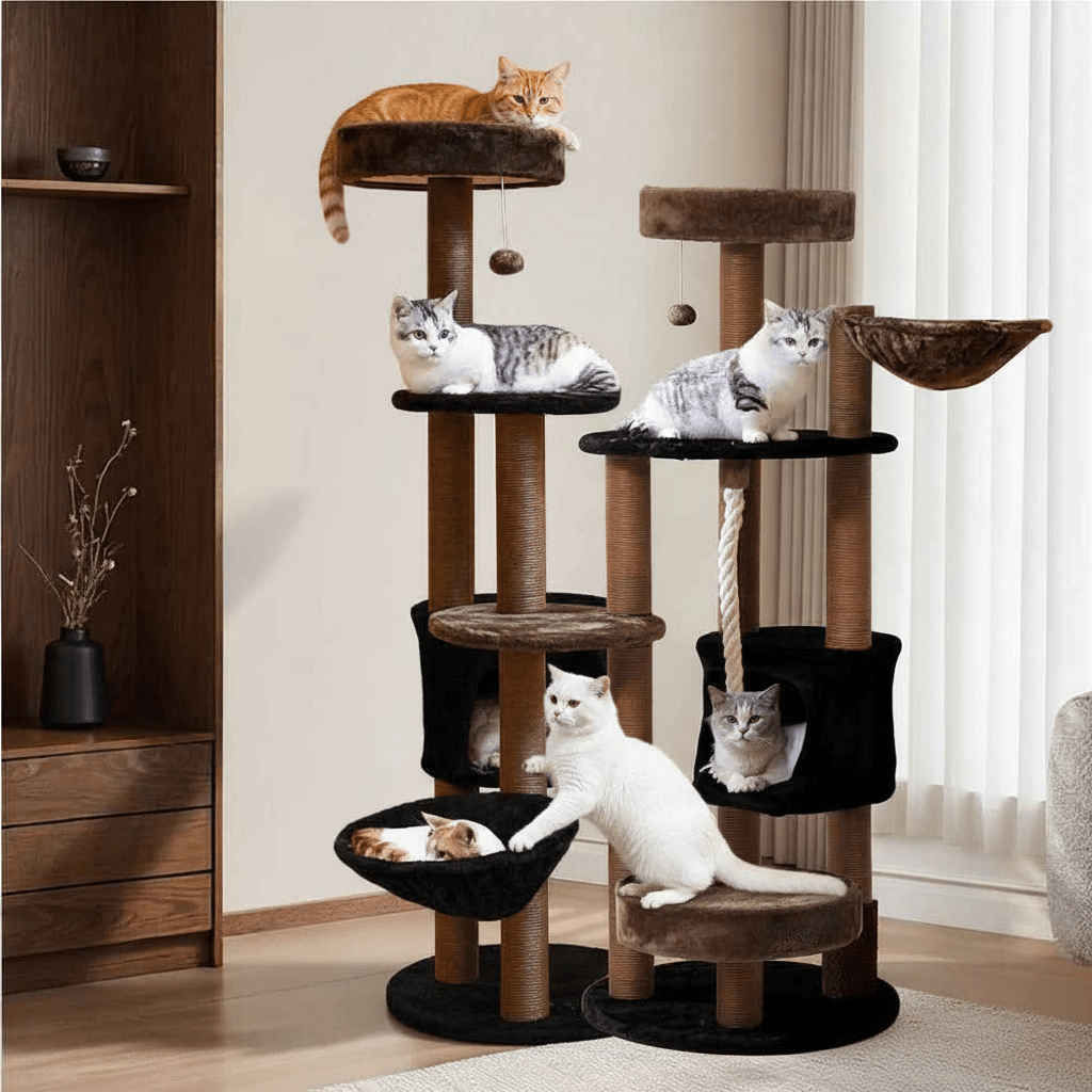 Arbre à Chat 162cm Multiplateforme | Design Marron & Noir - Chatjoue - Chatjoue