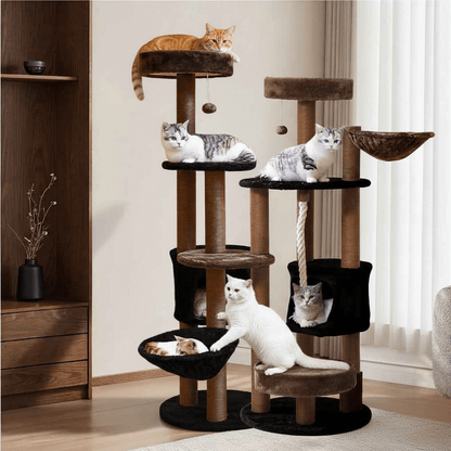 Arbre à Chat 162cm Multiplateforme | Design Marron & Noir - Chatjoue - Chatjoue
