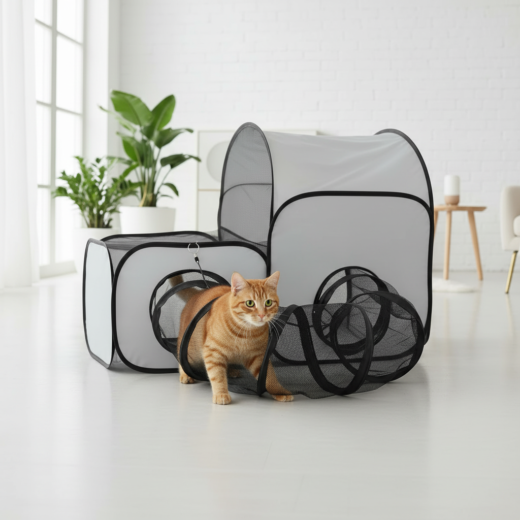 Tunnel pour chat gris - format carré
